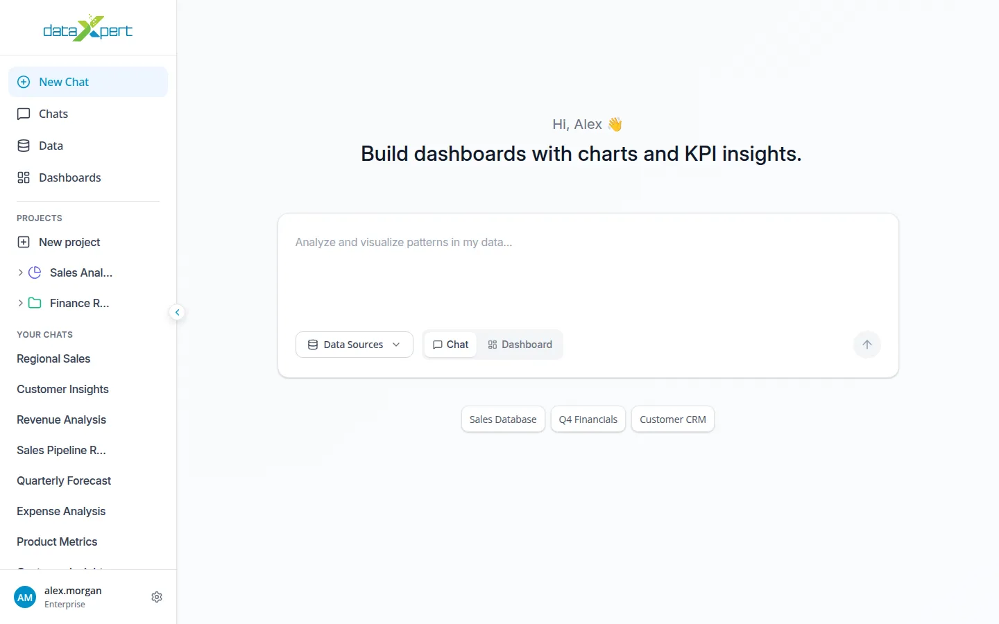 DataXpert chat interface